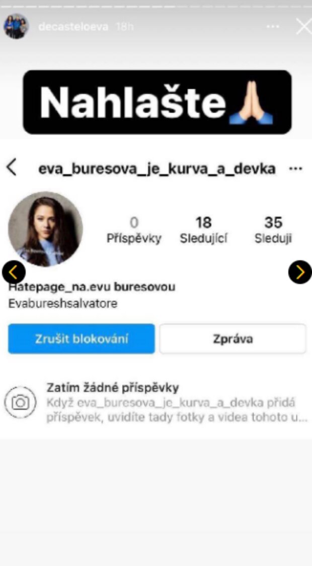 Eva Burešová. Foto: snímek obrazovky Instagram