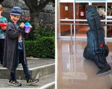 Vnoučata se chystali překvapit babičku tím, že se obléknou jako dinosaury. Zjistila to a taky je uvítala překvapením