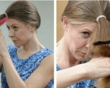 Jak dívka udělala zajímavý účes tím, že si ořezala ocas: postupné pokyny