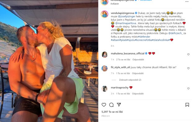 Vendula Pizingerová s Josefem. Foto: snímek obrazovky Instagram