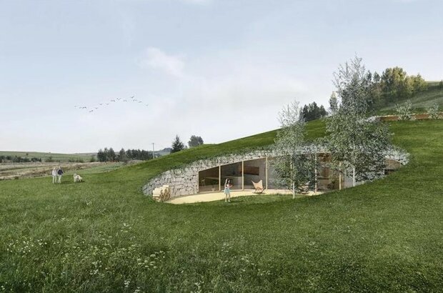 Architekt navrhl "dům v kopci", který by měl být umístěn v krakovských údolích Polska: většina doma je skryta pod zemí a kolem je příroda