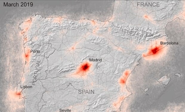 Satelitní snímky ukazují, jak se atmosféra změnila v Paříži, Madridu a Miláně