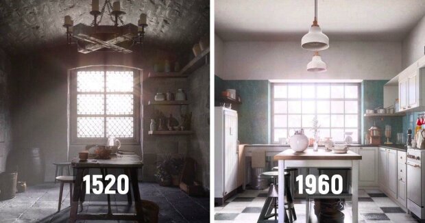 Od kotle k minimalismu: designéři ukázali, jak se interiér kuchyně měnil v průběhu pěti set let