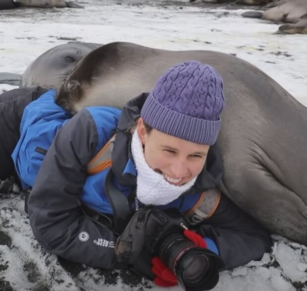 Žena a tuleň. Foto: snímek obrazovky YouTube