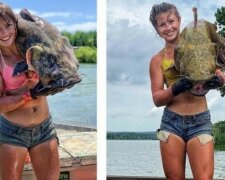 Křehká dívka je schopna dostat holýma rukama obrovského sumce